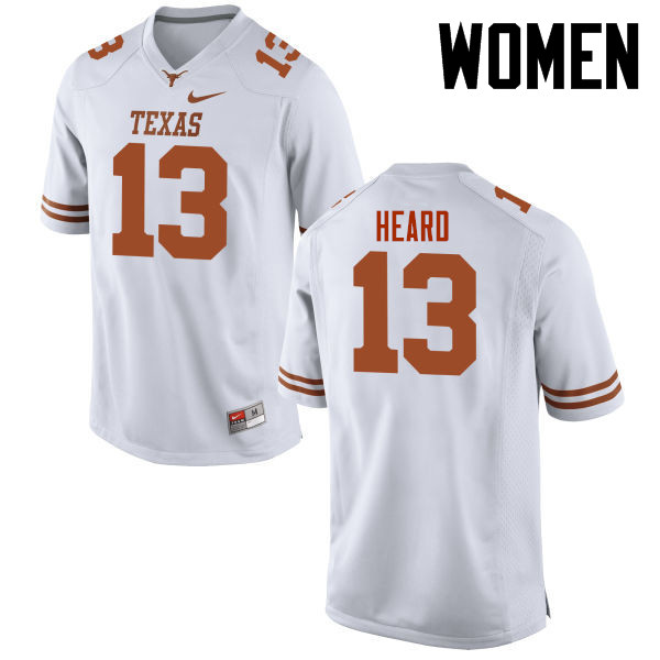 Women #13 Jerrod Heard Texas Longhorns College Football Jerseys-White